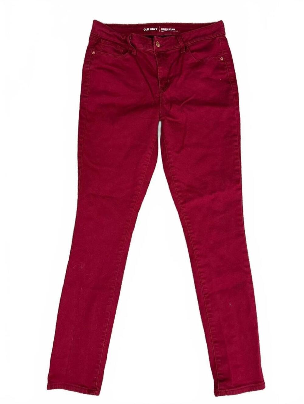 Old Navy Rockstar Mid Rise Skinny Jeans Size 10 Burgundy